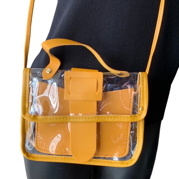 Clear Stadium Crossbody Bag in Yellow with Removable Insert - Picture 2 of 7